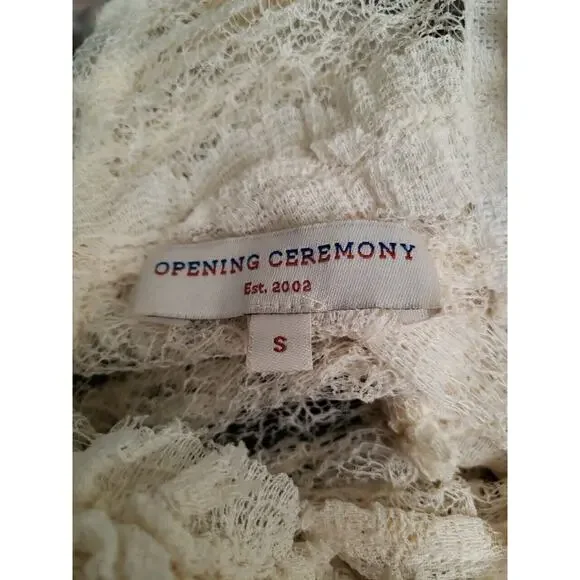 Opening Ceremony Dress Sz S Small Crochet Mesh Knit A-line High Neck Sheer (B1 - Picture 5 of 7